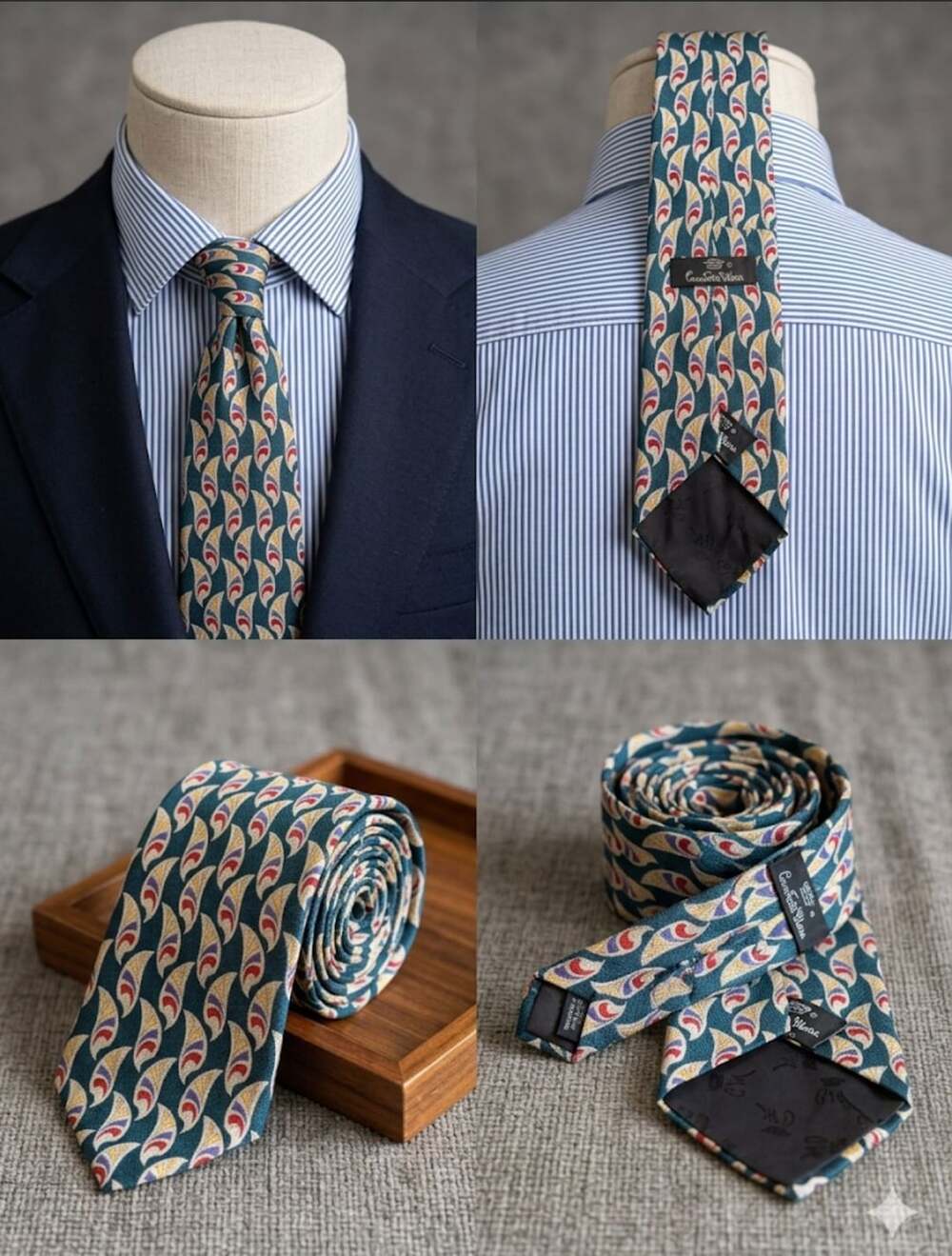 Countess Mara Men's Silk Necktie with Abstract Pattern